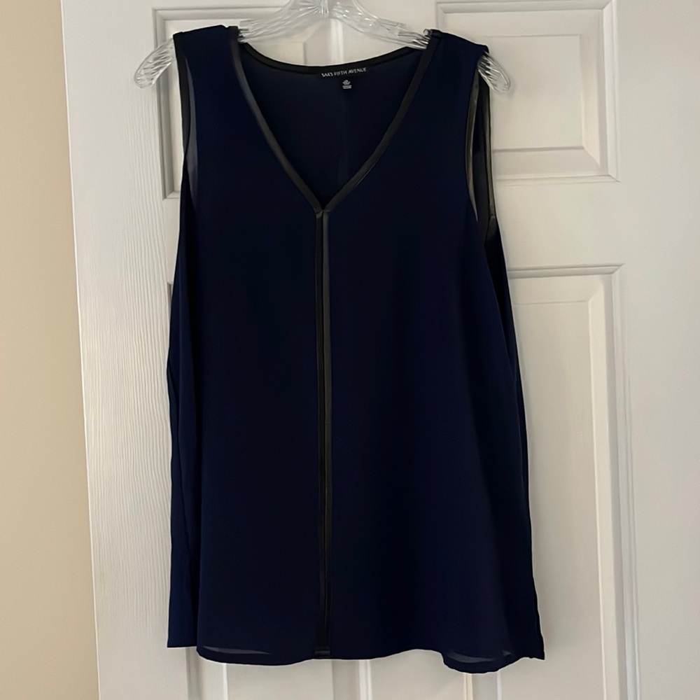 Faux leather trimmed top